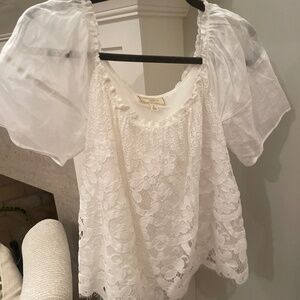 Anthropologie white lace top